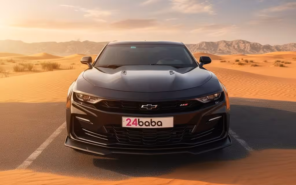 Chevrolet Camaro 2023 Black front view with headlights