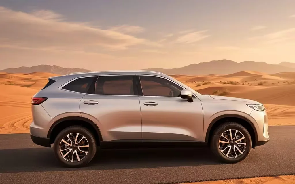 Haval H6 2024 Silver side profile – rental in Dubai