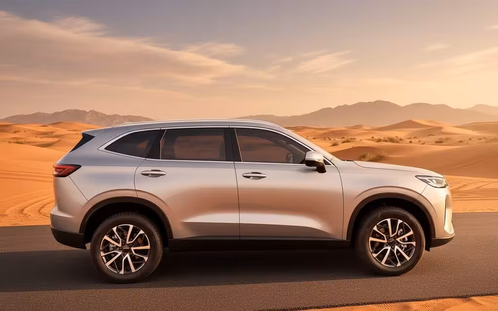 Haval H6 2024 Silver side profile – rental in Dubai