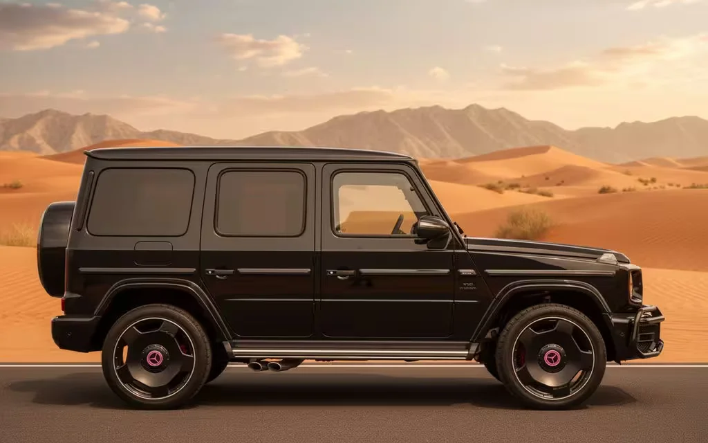 Mercedes G63 2023 Black side profile – rental in Dubai