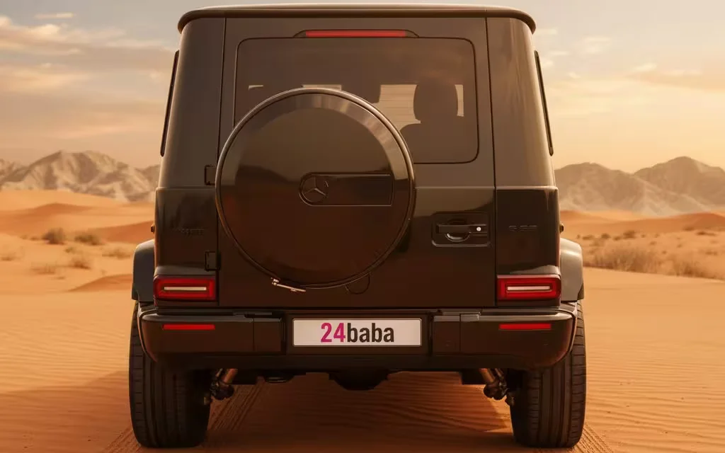 Mercedes G63 2023 Black rear view showing taillights – rental in Dubai