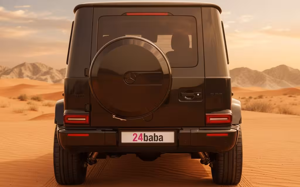 Mercedes G63 2023 Black rear view showing taillights – rental in Dubai