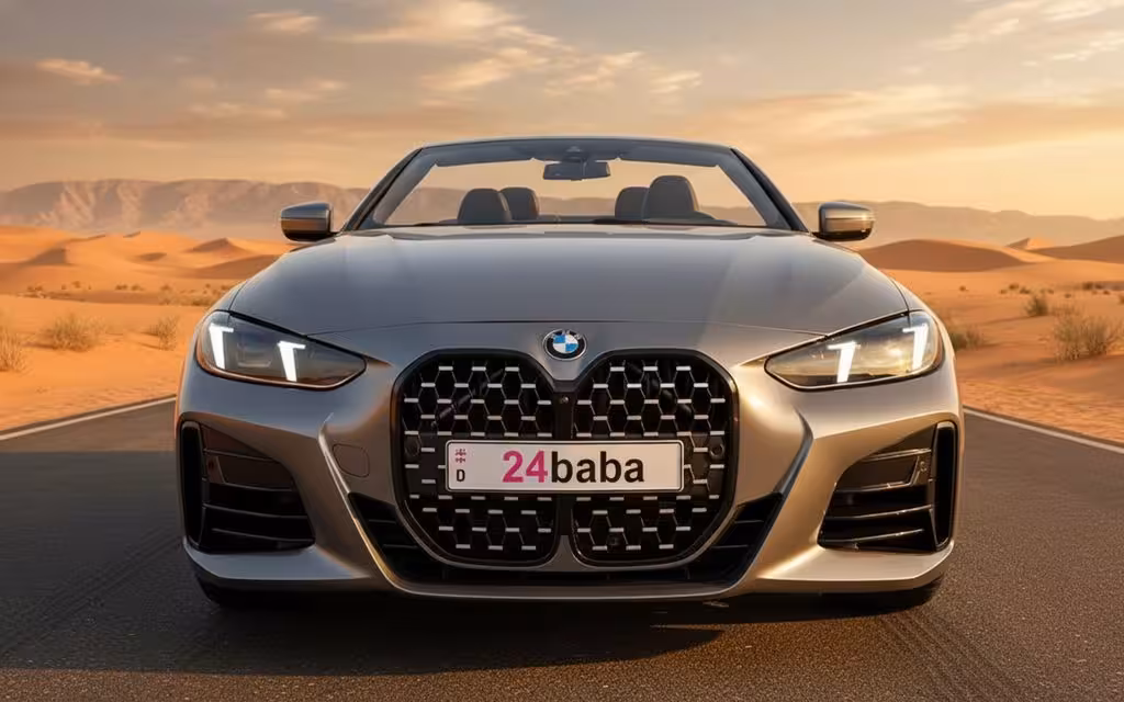 Bmw 430 2025 Grey front view with headlights – rental in Dubai