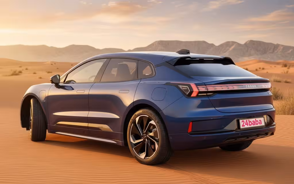 Zeekr 001 2024 Blue rear view showing taillights – rental in Dubai
