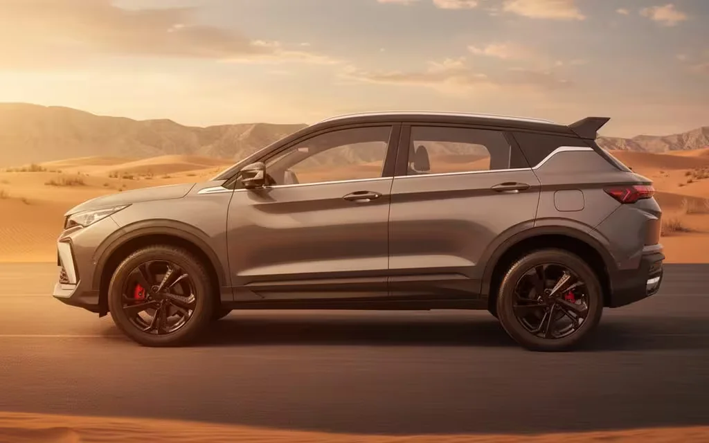 Geely Coolray 2025 Grey side profile – rental in Dubai