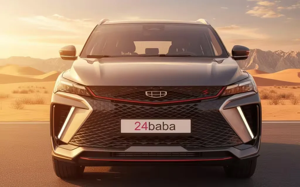 Geely Coolray 2025 Grey front view with headlights – rental in Dubai