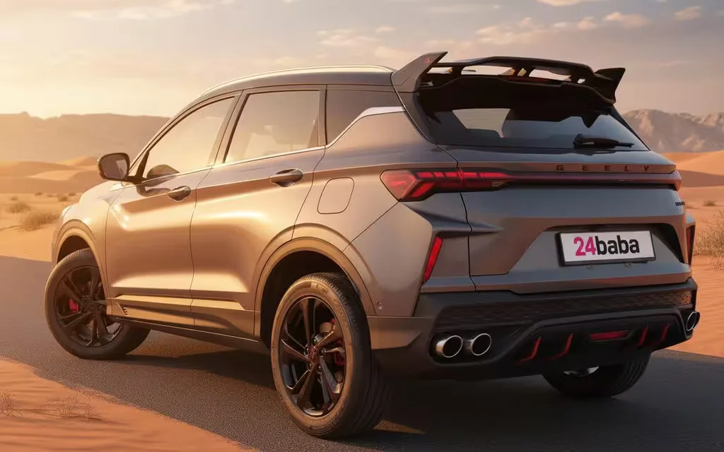 Geely Coolray 2025 Grey rear view showing taillights – rental in Dubai