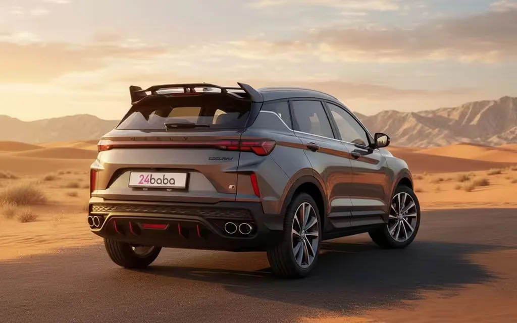 Geely Coolray 2025 Grey rear view showing taillights – rental in Dubai