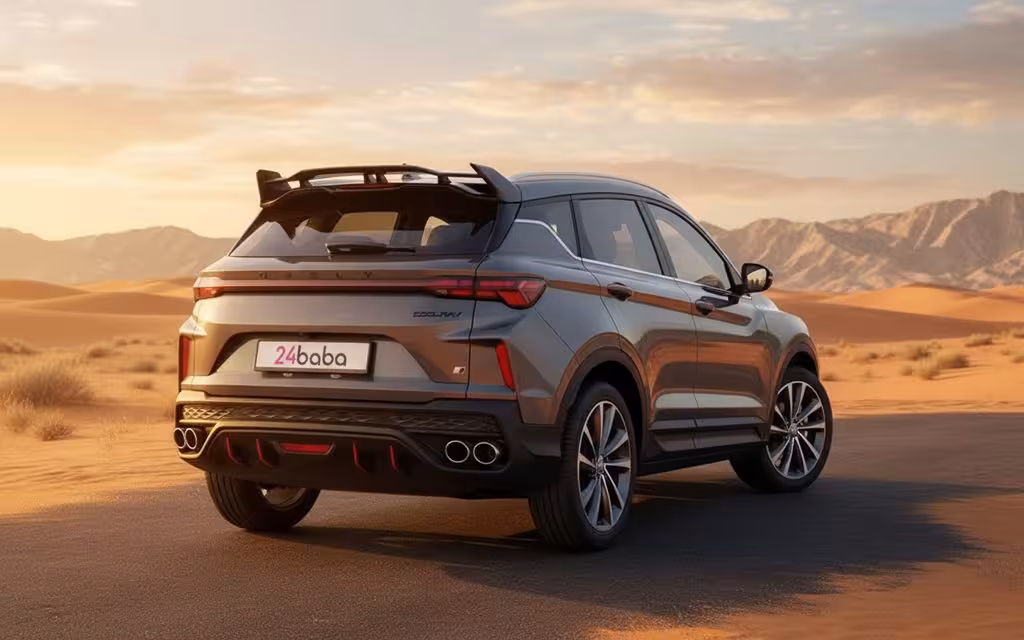 Geely Coolray 2025 Grey rear view showing taillights – rental in Dubai