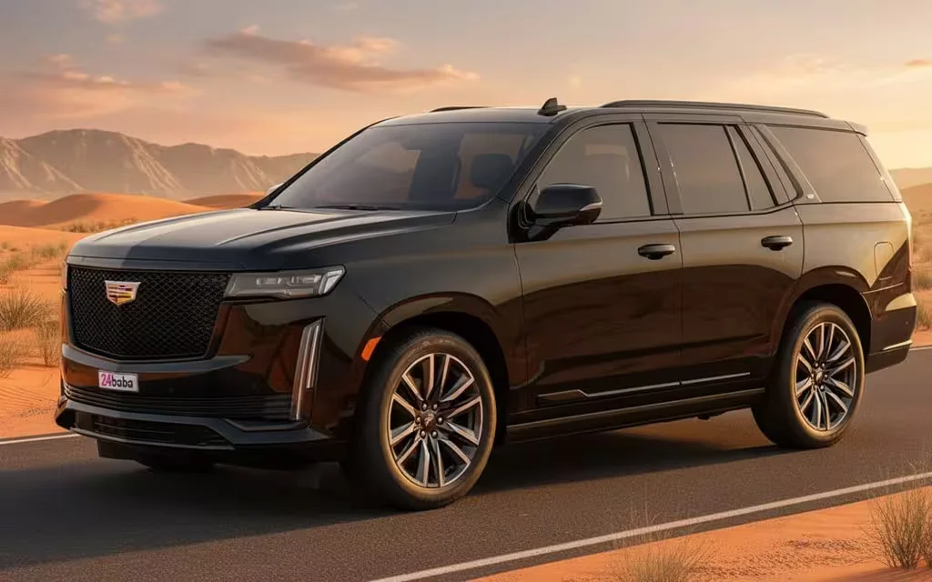 Cadillac Escalade 2024 Black parked outdoor scene – rental in Dubai