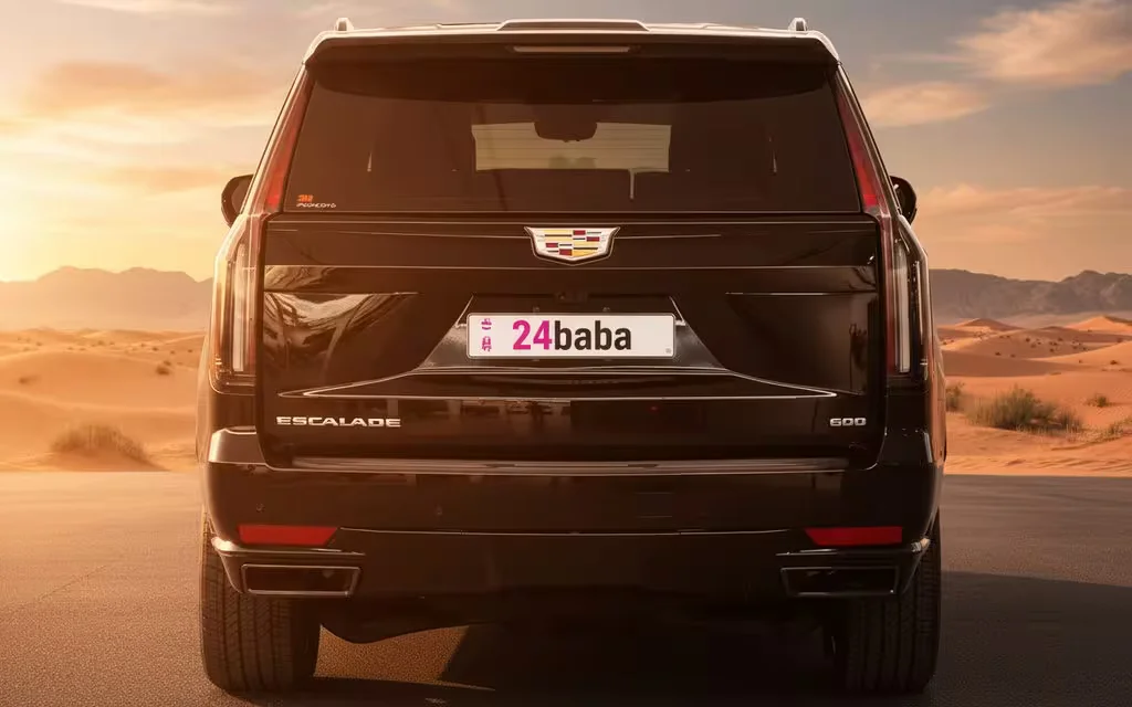 Cadillac Escalade 2024 Black rear view showing taillights – rental in Dubai