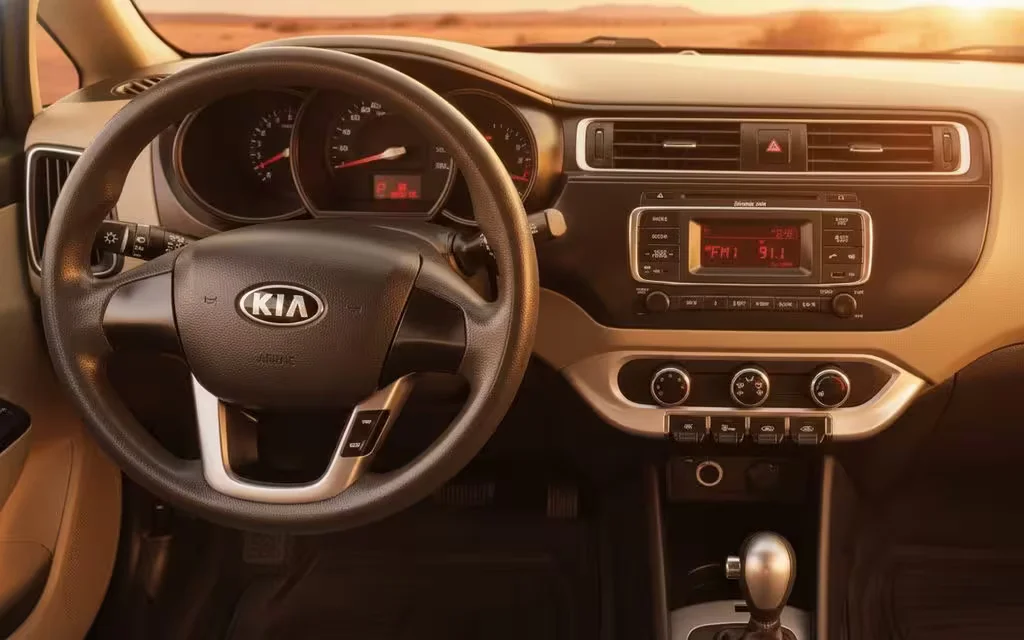 Kia Rio 2025 dashboard and infotainment – rental in Dubai