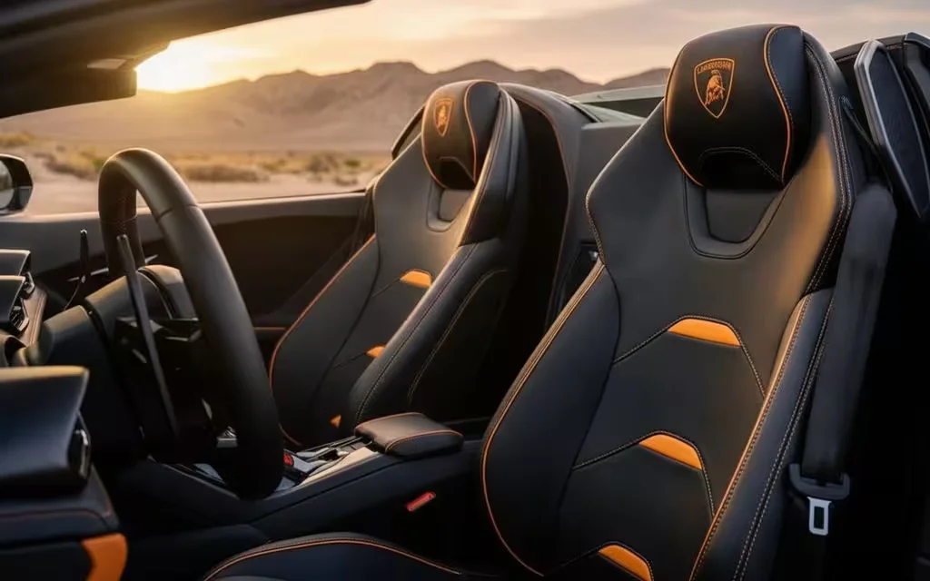 Lamborghini Huracan 2025 leather seats and cabin – rental in Dubai