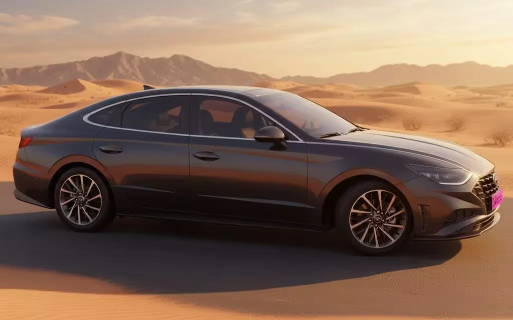 Hyundai Sonata 2021 Dark Gray side profile – rental in Dubai