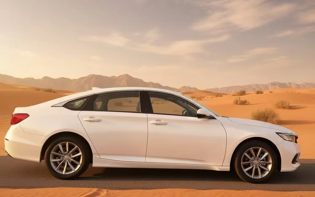 Honda Accord 2022 White side profile – rental in Dubai