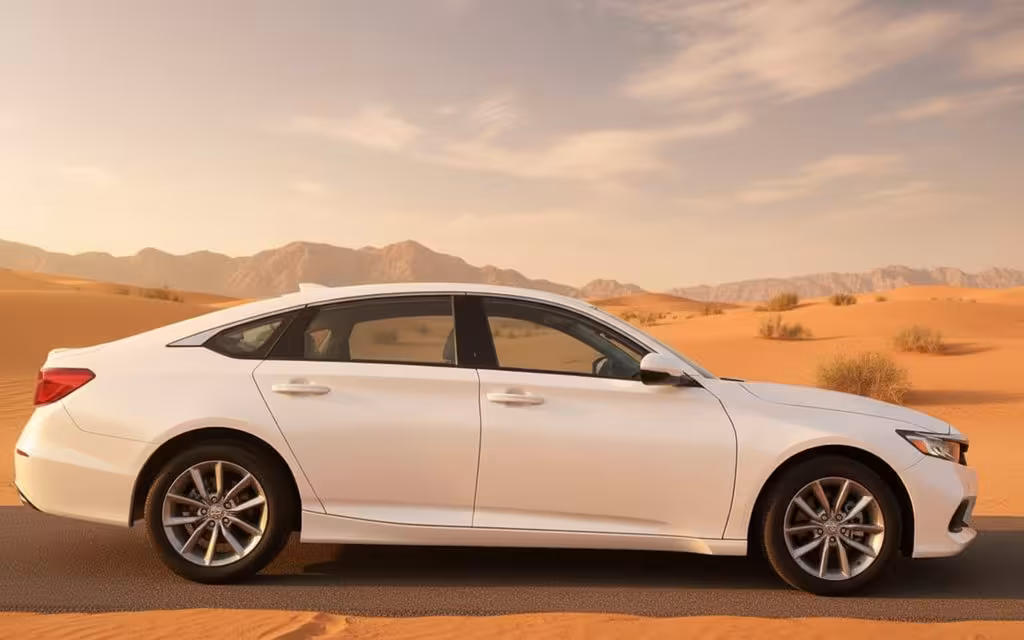 Honda Accord 2022 White side profile – rental in Dubai