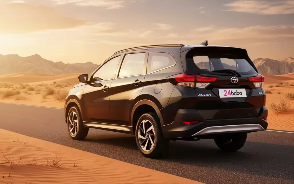 Toyota Rush 2024 Black rear view showing taillights – rental in Dubai