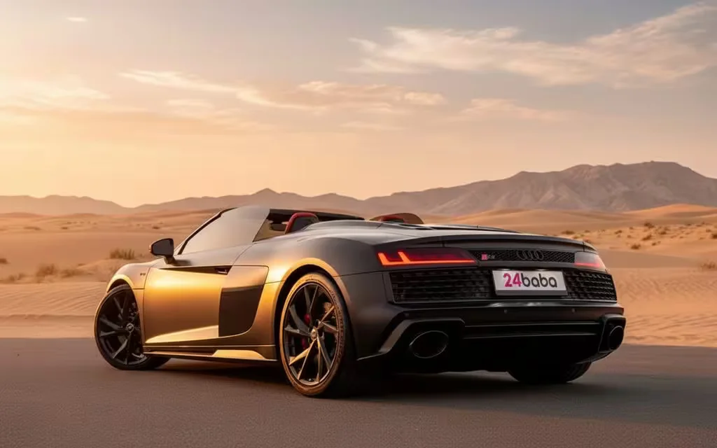 Audi R8 2024 Black rear view showing taillights