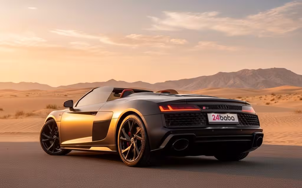 Audi R8 2024 Black rear view showing taillights