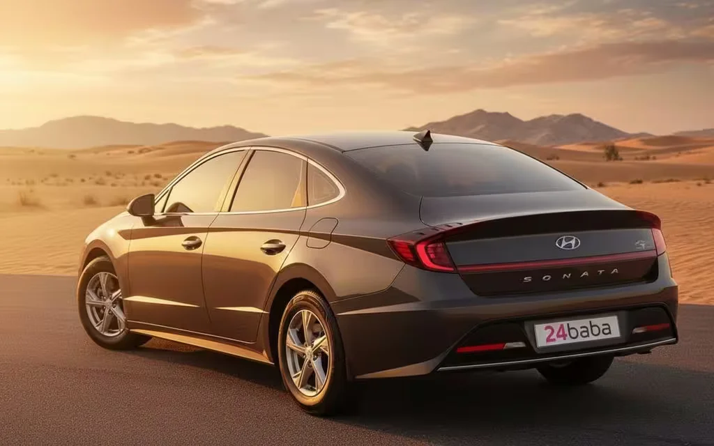 Hyundai Sonata 2021 Grey rear view showing taillights – rental in Dubai
