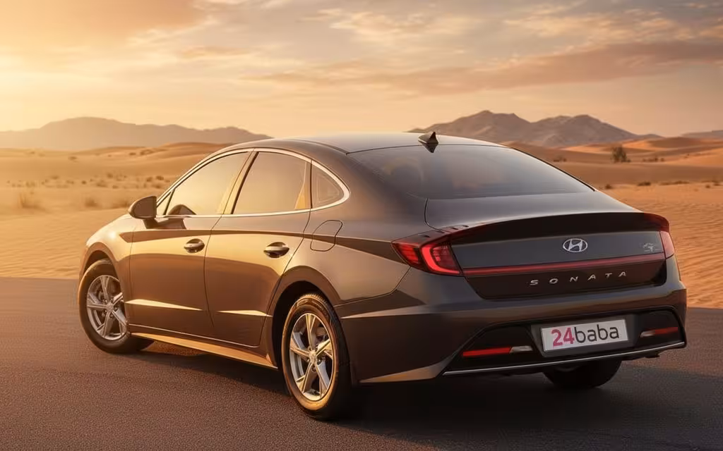 Hyundai Sonata 2021 Grey rear view showing taillights – rental in Dubai