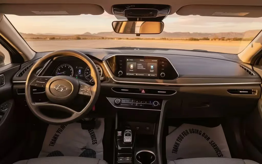 Hyundai Sonata 2021 dashboard and infotainment – rental in Dubai