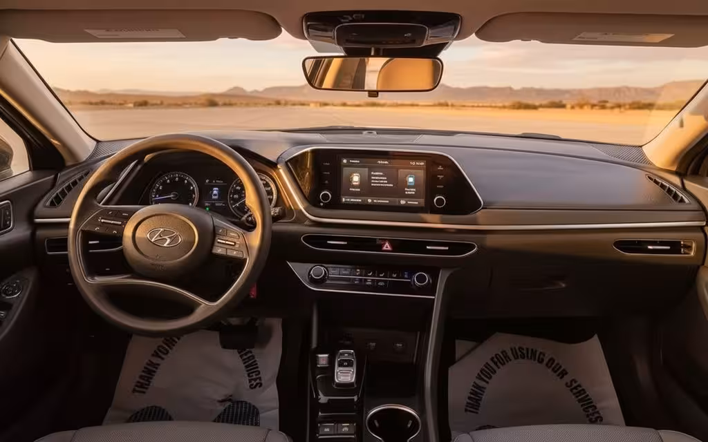 Hyundai Sonata 2021 dashboard and infotainment – rental in Dubai