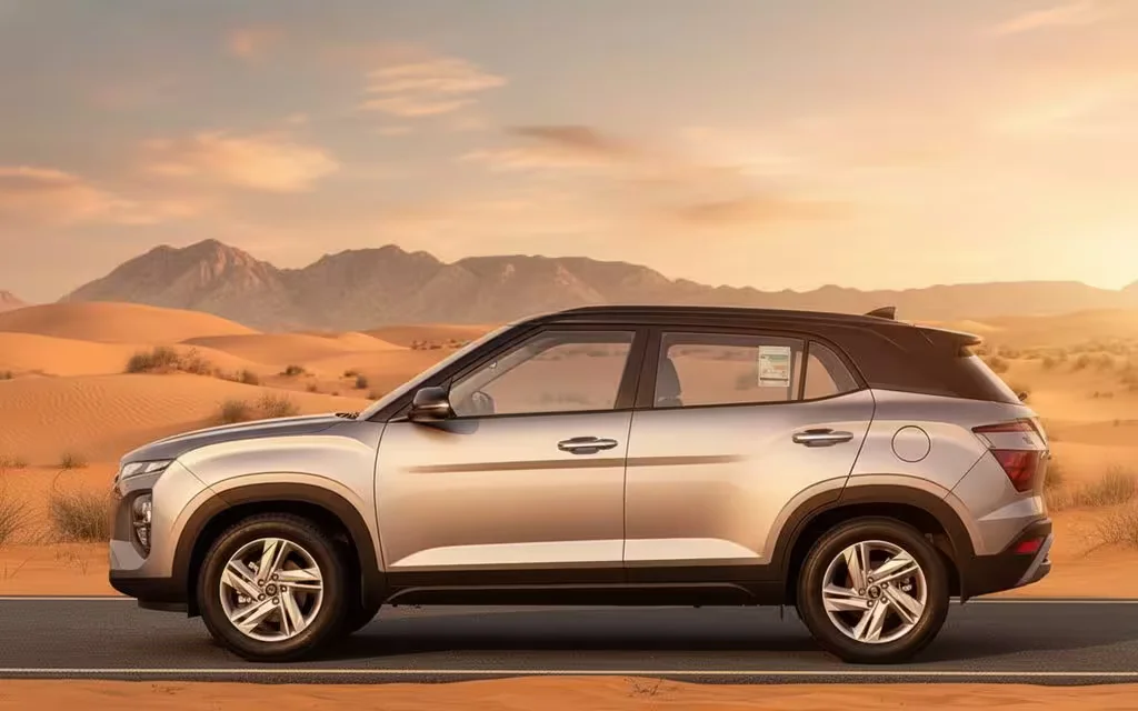 Hyundai Creta 2025 Silver side profile – rental in Dubai