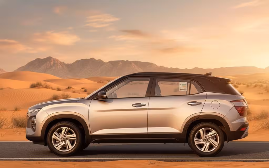Hyundai Creta 2025 Silver side profile – rental in Dubai