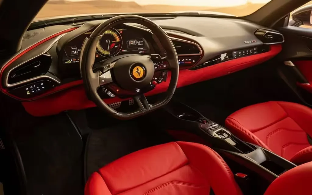 Ferrari 296 2024 interior view showing trim – rental in Dubai