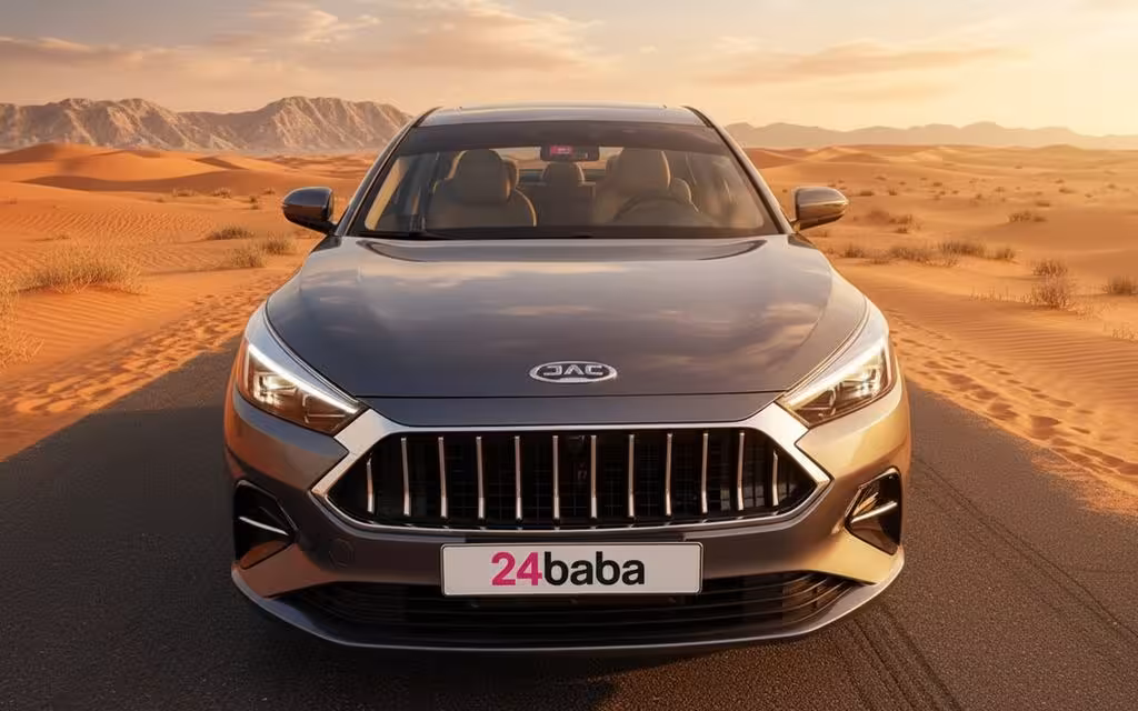 Jac J7 2022 Grey front view with headlights – rental in Dubai
