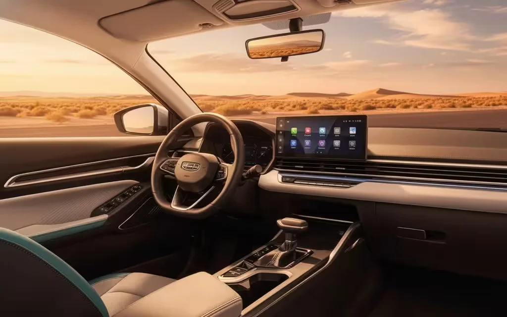 Geely Emgrand 2025 dashboard and infotainment – rental in Dubai