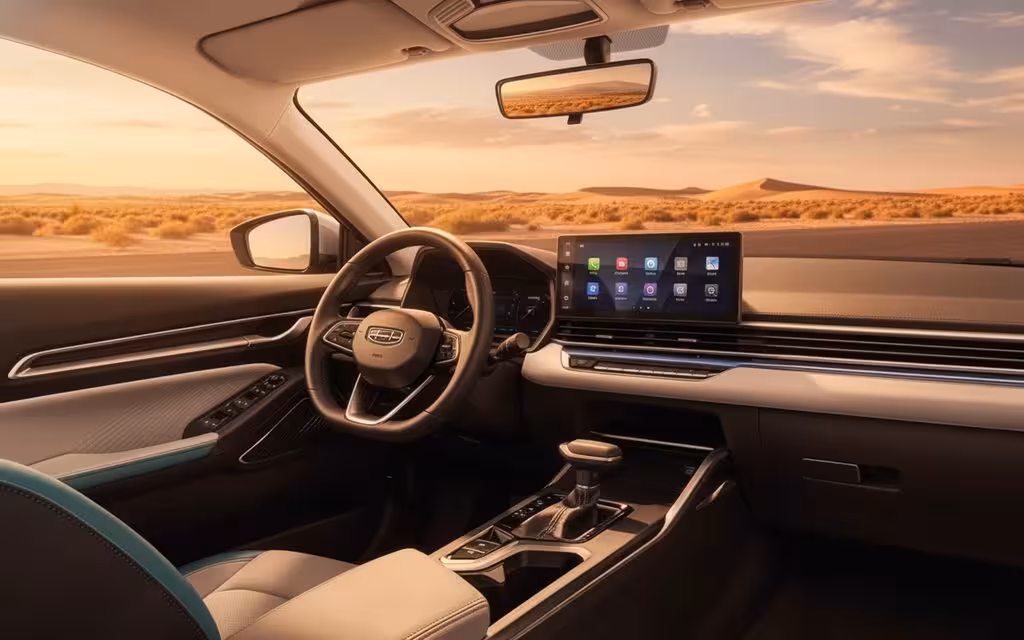 Geely Emgrand 2025 dashboard and infotainment – rental in Dubai