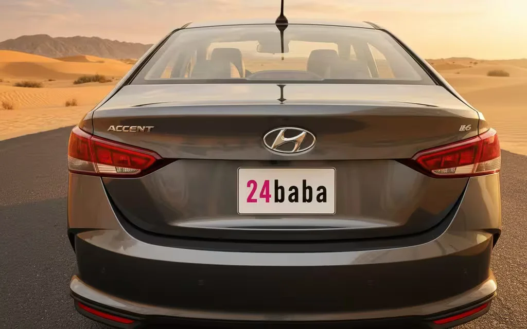 Hyundai Accent 2023 Grey rear view showing taillights – rental in Dubai