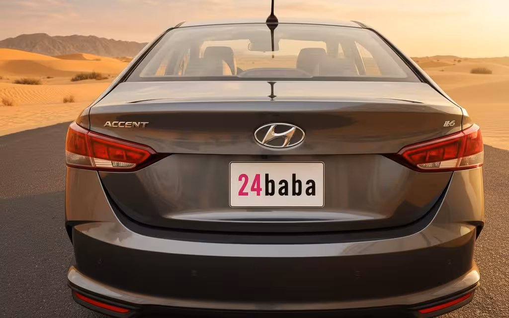 Hyundai Accent 2023 Grey rear view showing taillights – rental in Dubai