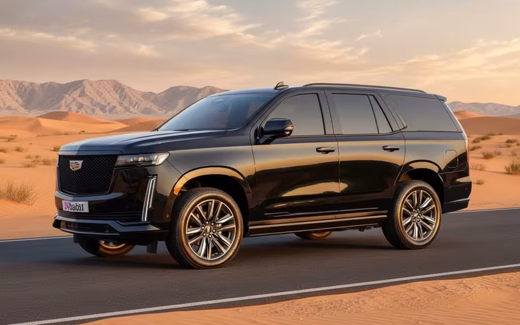 Cadillac Escalade 2022 alloy wheel close up – rental in Dubai