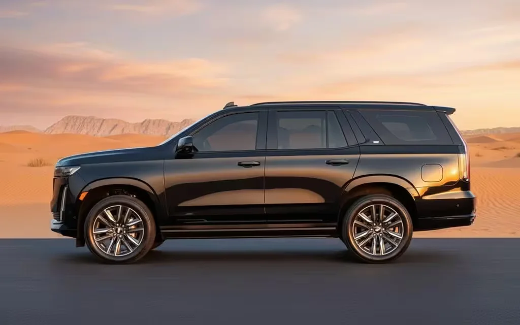 Cadillac Escalade 2022 Black side profile – rental in Dubai