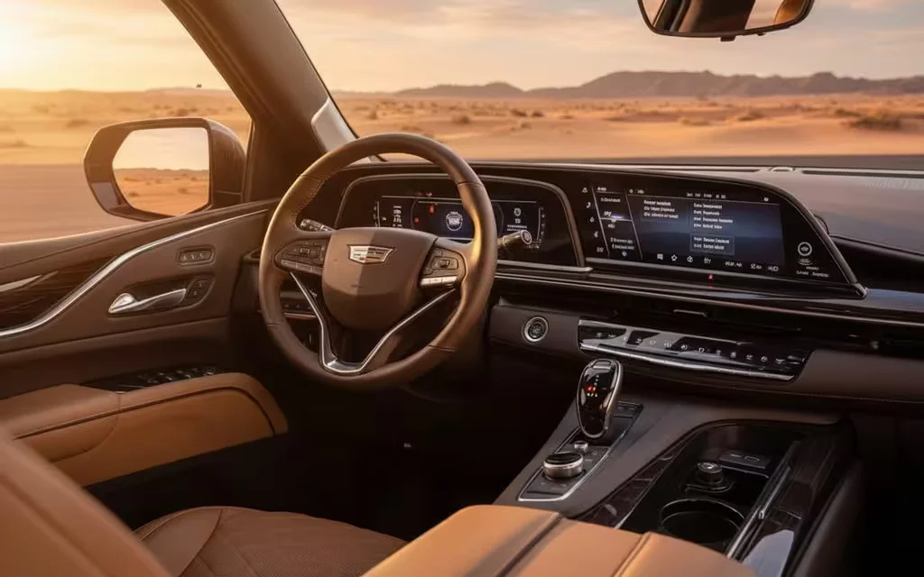 Cadillac Escalade 2022 dashboard and infotainment – rental in Dubai