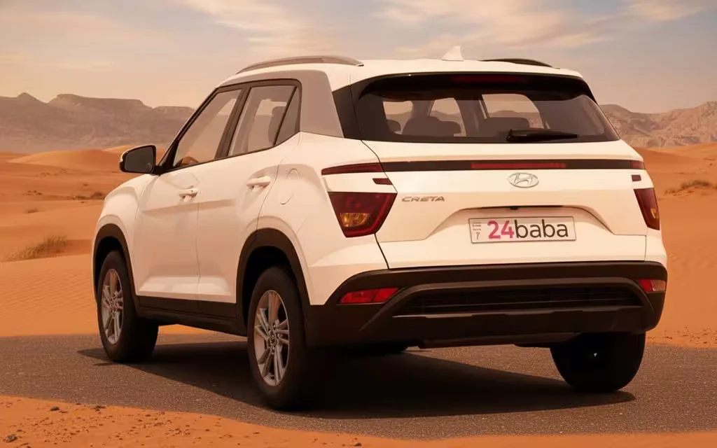 Hyundai Creta 2022 White rear view showing taillights – rental in Dubai