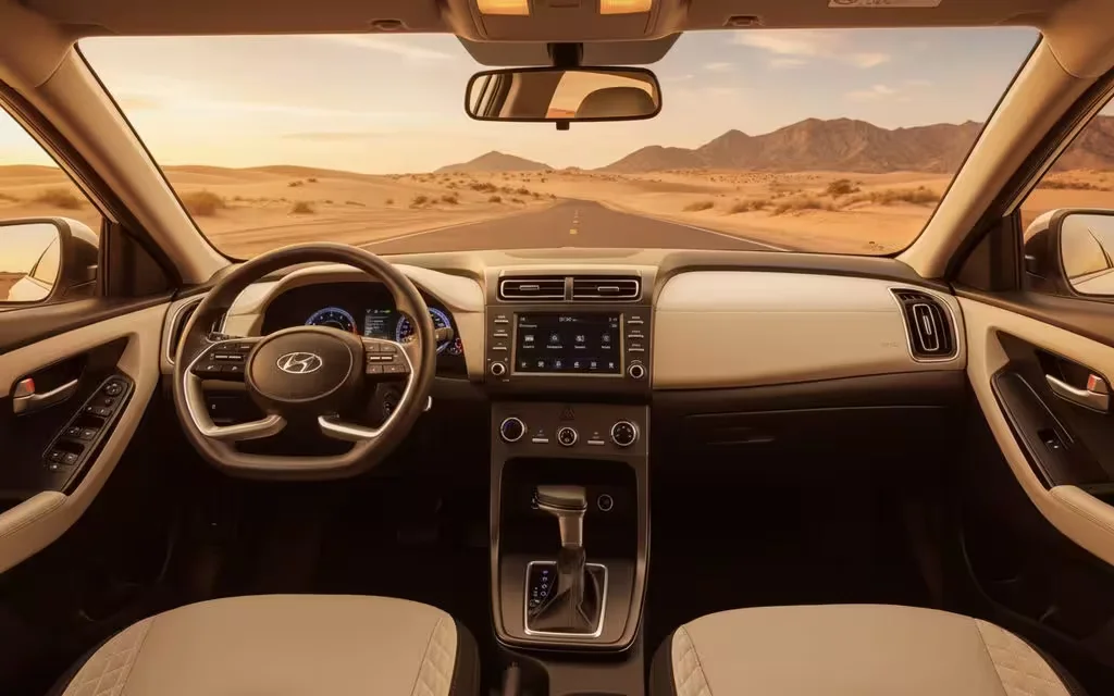 Hyundai Creta 2022 dashboard and infotainment – rental in Dubai