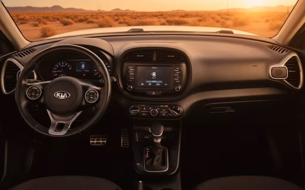 Kia Soul 2021 dashboard and infotainment – rental in Dubai