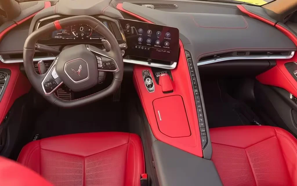 Chevrolet Corvette 2023 interior view showing trim – rental in Dubai