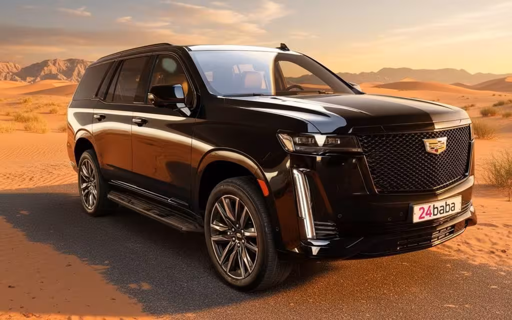 Cadillac Escalade 2022 alloy wheel close up – rental in Dubai