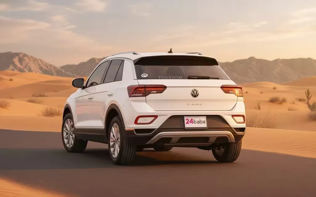 Volkswagen T Roc 2023 White rear view showing taillights – rental in Dubai