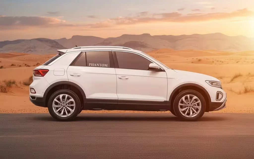 Volkswagen T Roc 2023 White side profile – rental in Dubai