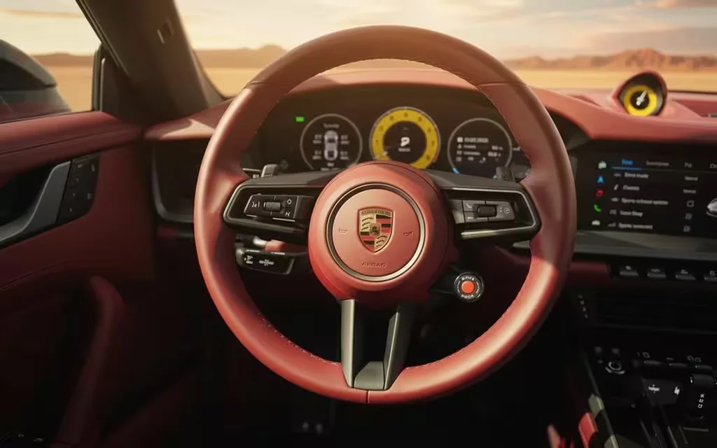 Porsche 911 2025 interior view showing trim – rental in Dubai