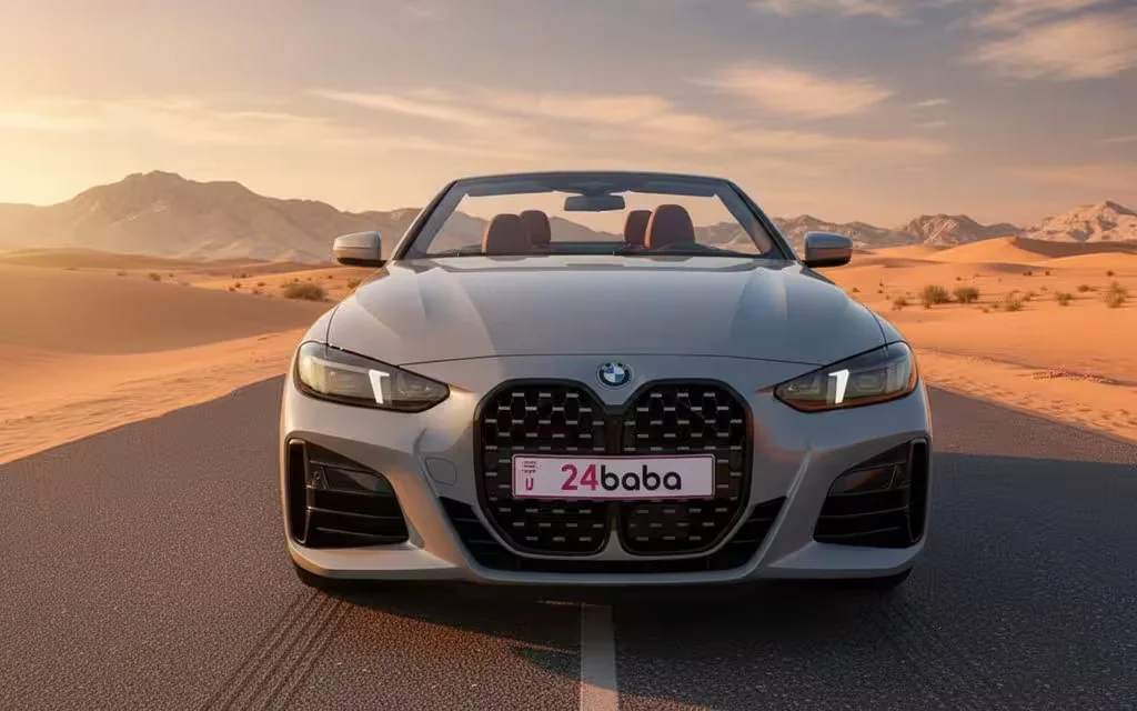 Bmw 430 2025 Grey front view with headlights – rental in Dubai