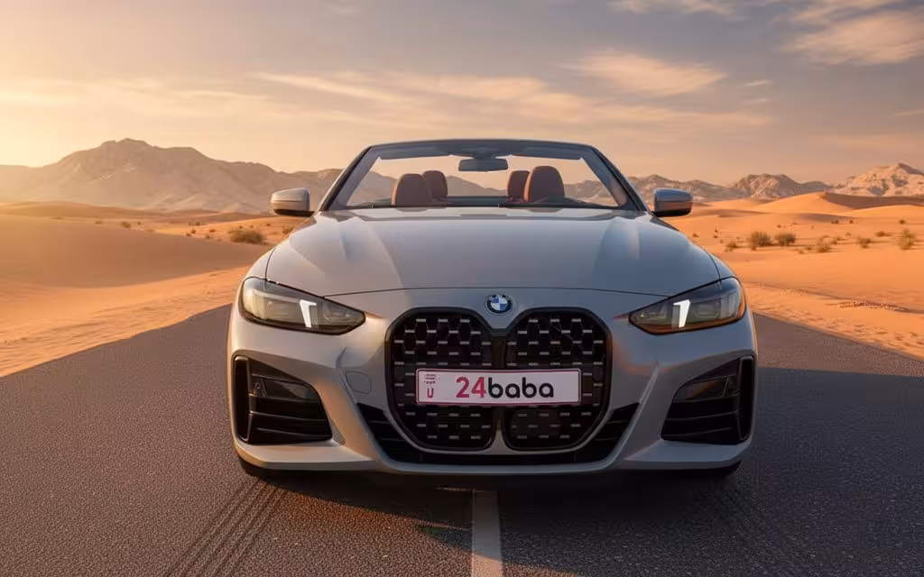 Bmw 430 2025 Grey front view with headlights – rental in Dubai