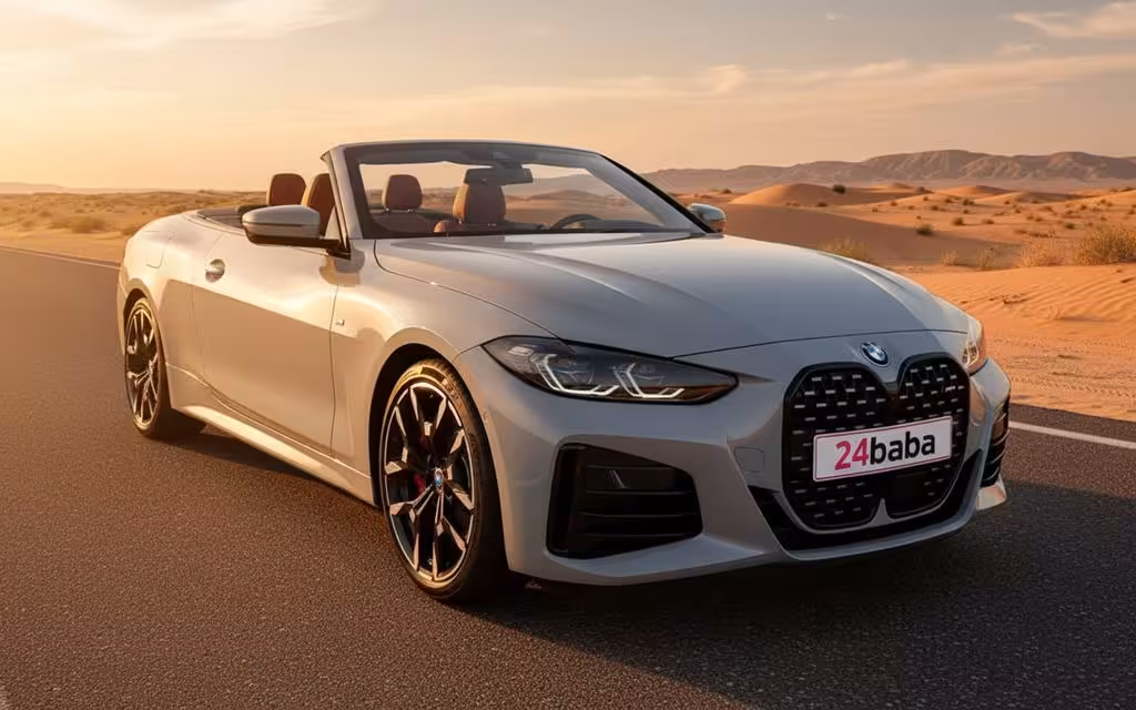 Bmw 430 2025 Grey front view with headlights – rental in Dubai