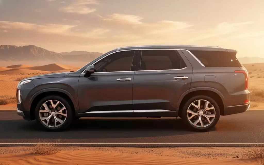 Hyundai Palisade 2023 Blue side profile – rental in Dubai